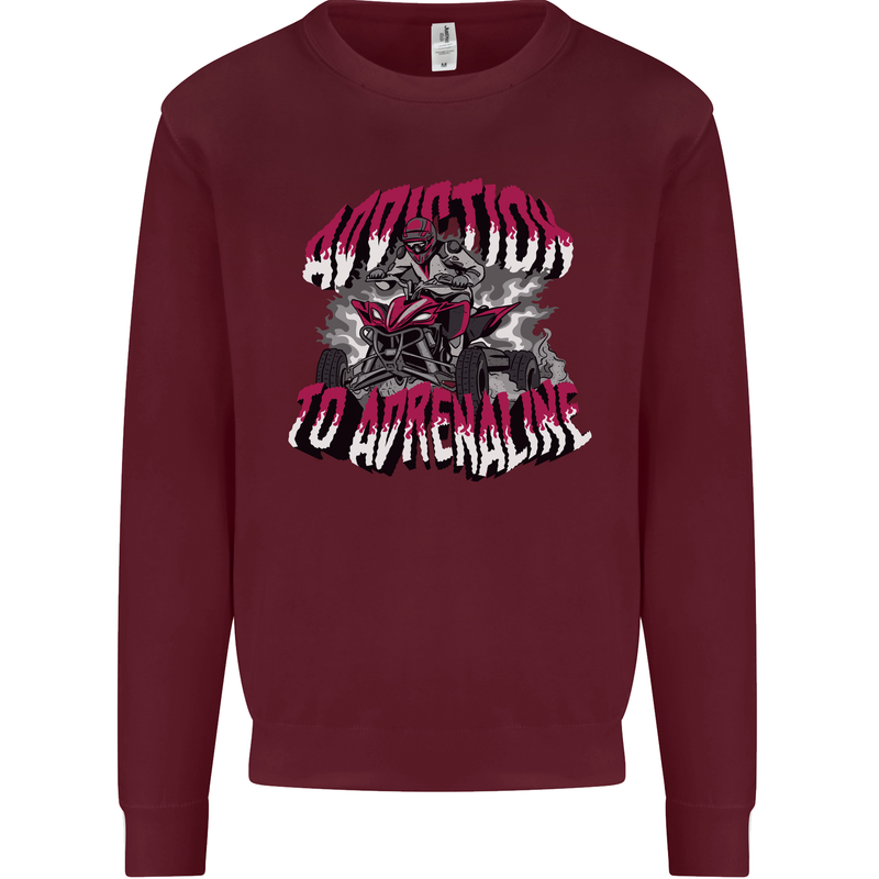 ATV Quad Biking Adrenaline Biker Off Road Mens Sweatshirt Jumper Maroon