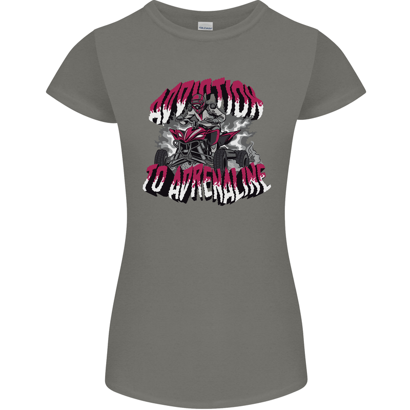 ATV Quad Biking Adrenaline Biker Off Road Womens Petite Cut T-Shirt Charcoal