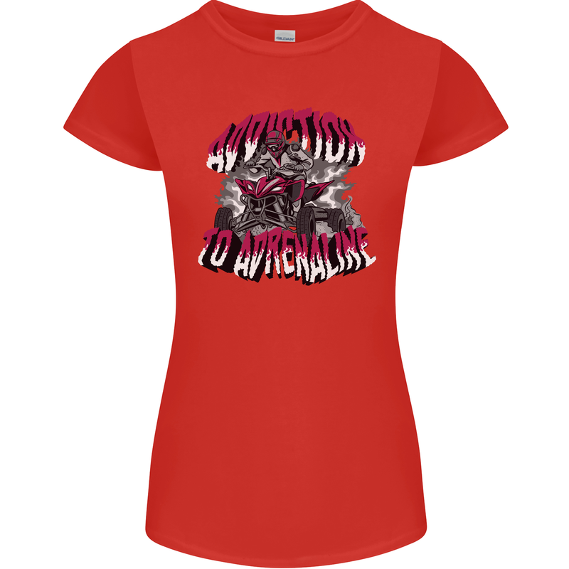 ATV Quad Biking Adrenaline Biker Off Road Womens Petite Cut T-Shirt Red