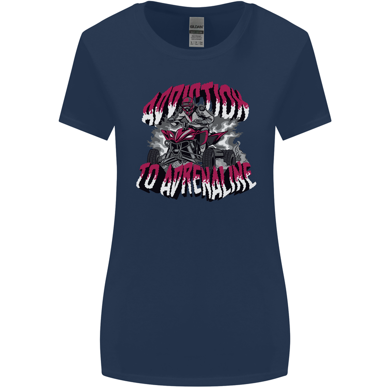ATV Quad Biking Adrenaline Biker Off Road Womens Wider Cut T-Shirt Navy Blue