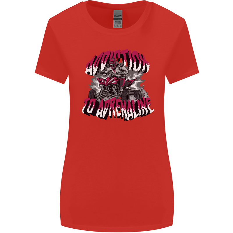 ATV Quad Biking Adrenaline Biker Off Road Womens Wider Cut T-Shirt Red