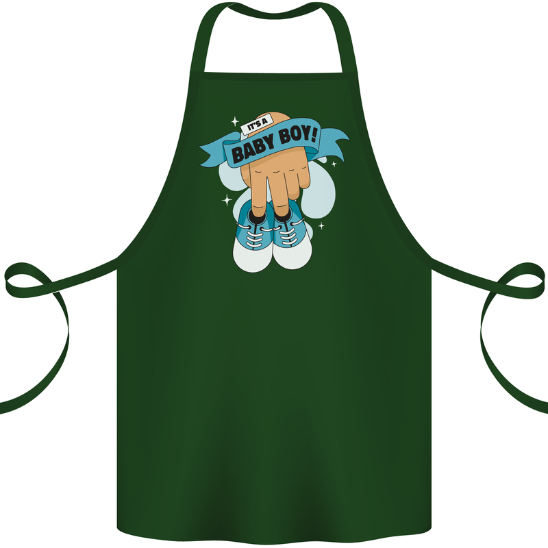 A Baby Boy Gender Reveal Christening Pregnancy Cotton Apron 100% Organic Forest Green