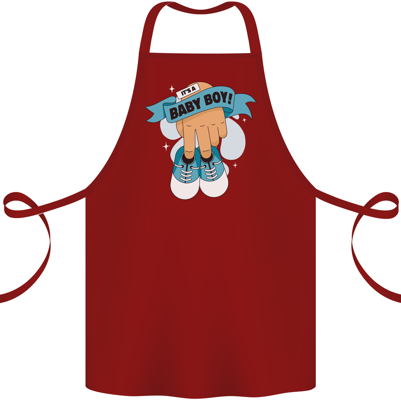A Baby Boy Gender Reveal Christening Pregnancy Cotton Apron 100% Organic Maroon