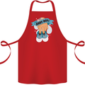 A Baby Boy Gender Reveal Christening Pregnancy Cotton Apron 100% Organic Red