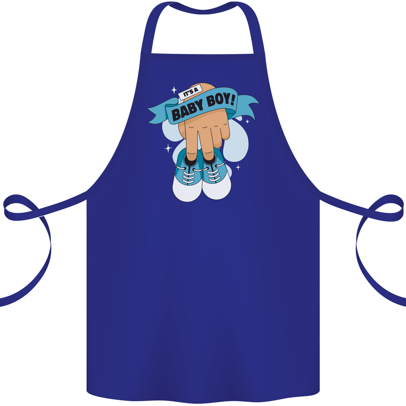 A Baby Boy Gender Reveal Christening Pregnancy Cotton Apron 100% Organic Royal Blue