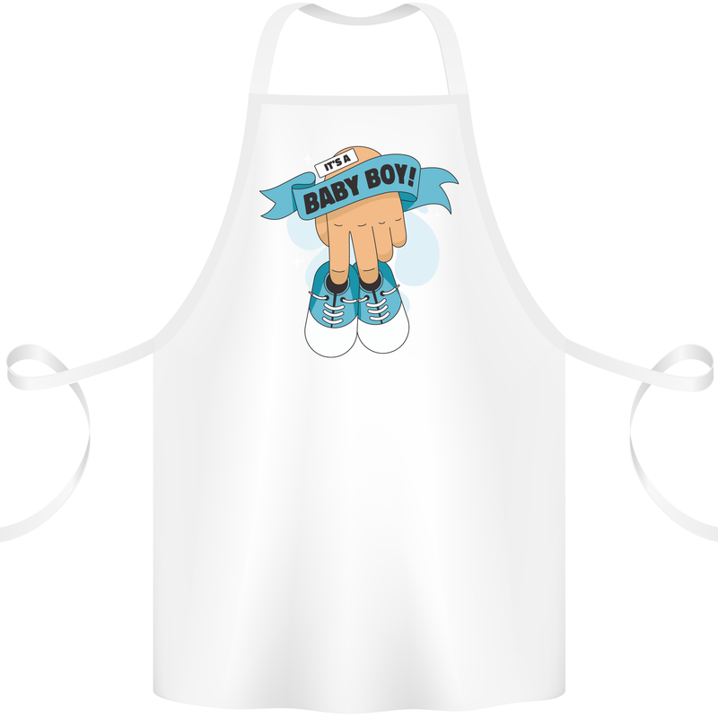 A Baby Boy Gender Reveal Christening Pregnancy Cotton Apron 100% Organic White