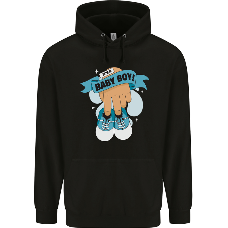 A Baby Boy Gender Reveal Christening Pregnancy Mens 80% Cotton Hoodie Black