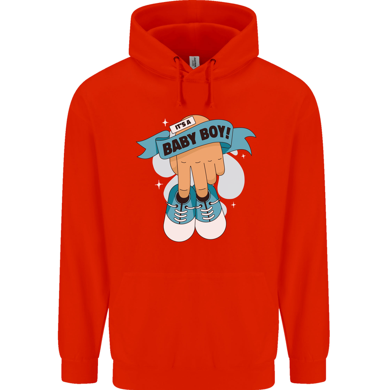 A Baby Boy Gender Reveal Christening Pregnancy Mens 80% Cotton Hoodie Bright Red