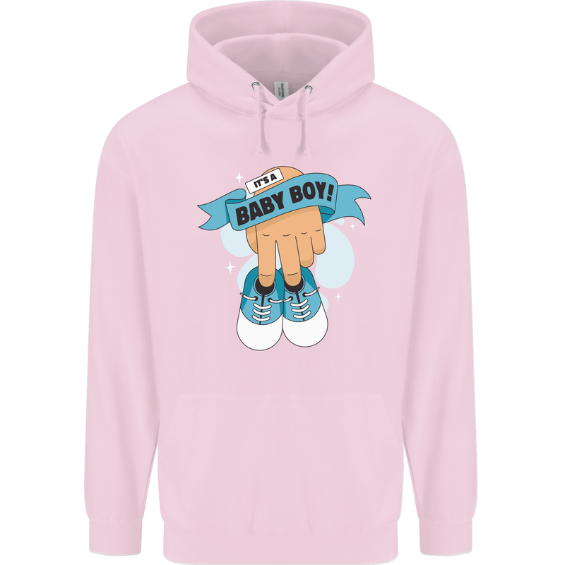 A Baby Boy Gender Reveal Christening Pregnancy Mens 80% Cotton Hoodie Light Pink