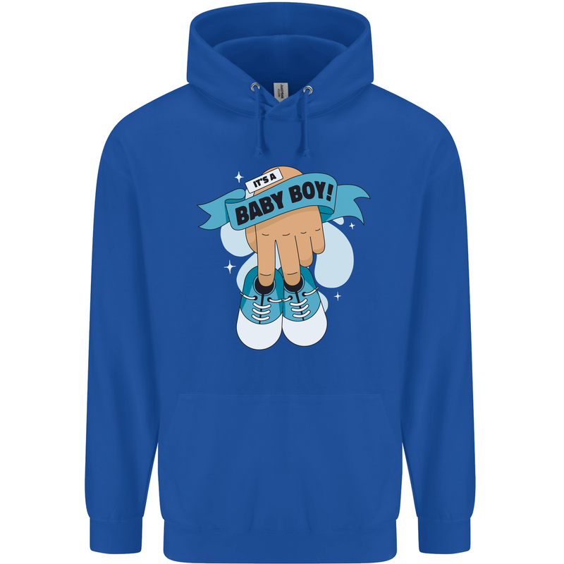 A Baby Boy Gender Reveal Christening Pregnancy Mens 80% Cotton Hoodie Royal Blue