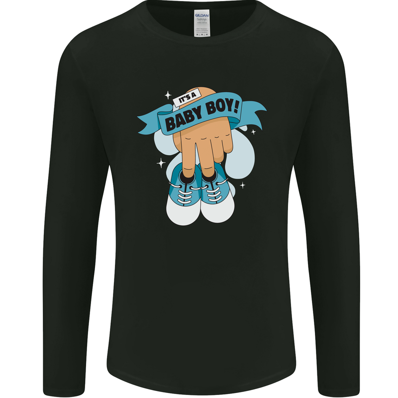A Baby Boy Gender Reveal Christening Pregnancy Mens Long Sleeve T-Shirt Black