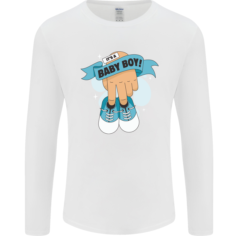 A Baby Boy Gender Reveal Christening Pregnancy Mens Long Sleeve T-Shirt White