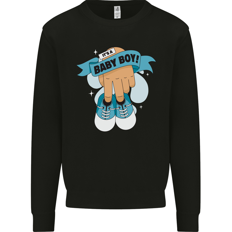 A Baby Boy Gender Reveal Christening Pregnancy Mens Sweatshirt Jumper Black