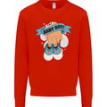 A Baby Boy Gender Reveal Christening Pregnancy Mens Sweatshirt Jumper Bright Red