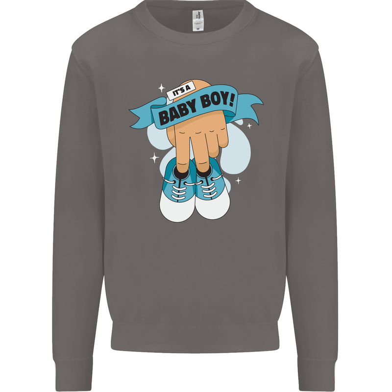 A Baby Boy Gender Reveal Christening Pregnancy Mens Sweatshirt Jumper Charcoal