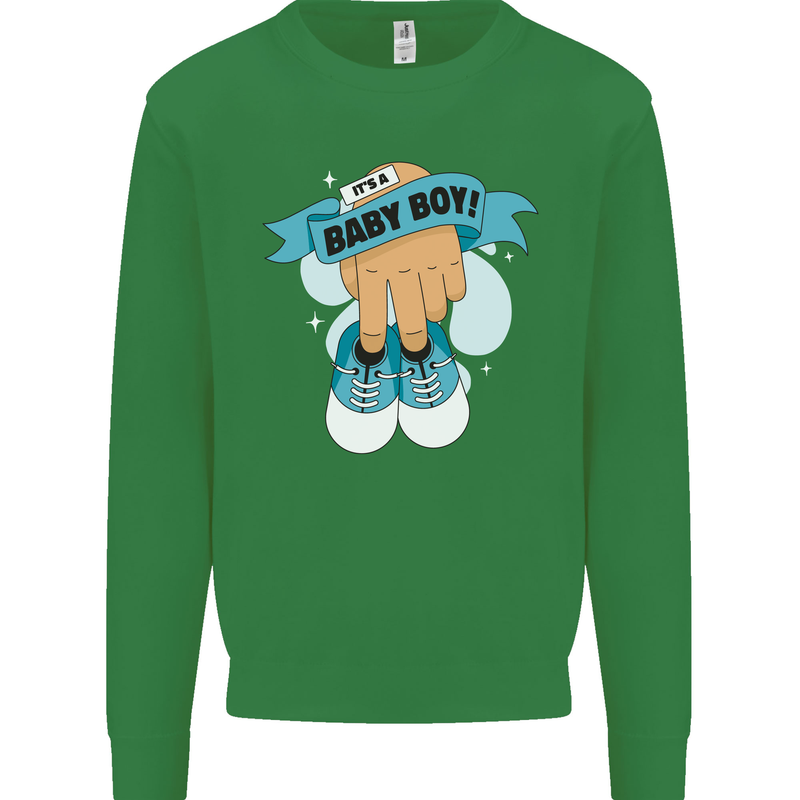 A Baby Boy Gender Reveal Christening Pregnancy Mens Sweatshirt Jumper Irish Green
