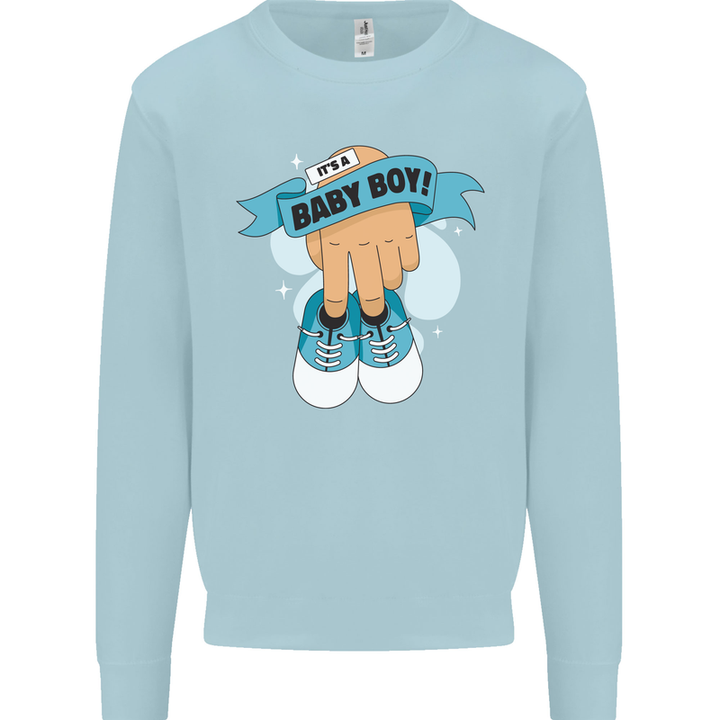 A Baby Boy Gender Reveal Christening Pregnancy Mens Sweatshirt Jumper Light Blue