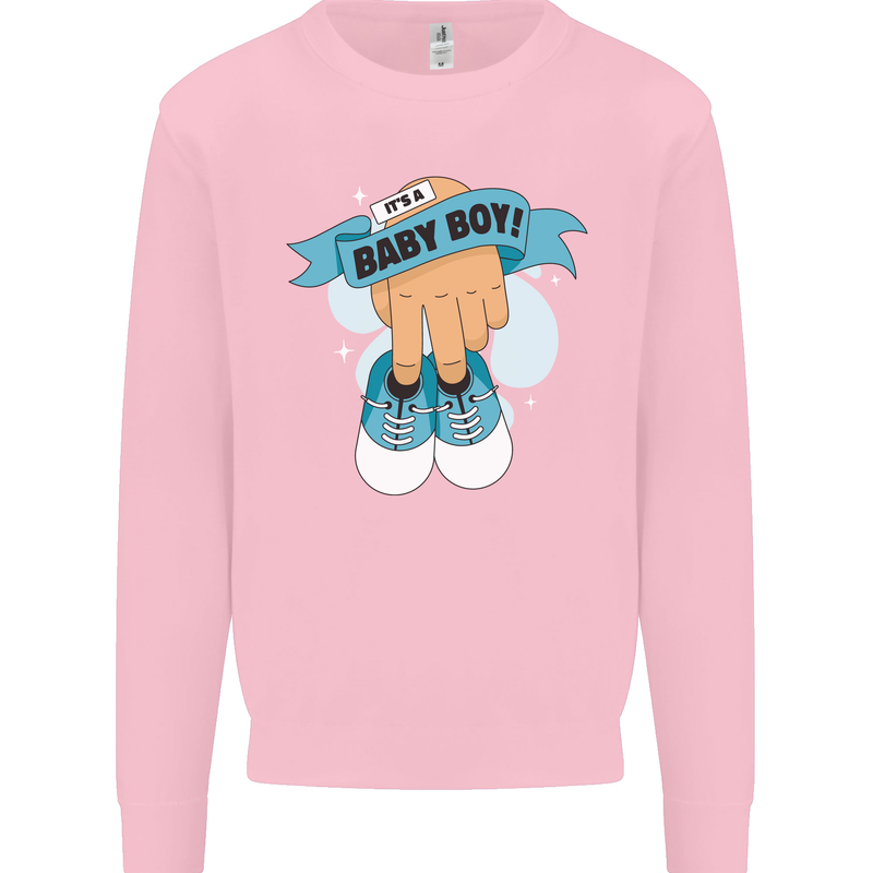A Baby Boy Gender Reveal Christening Pregnancy Mens Sweatshirt Jumper Light Pink