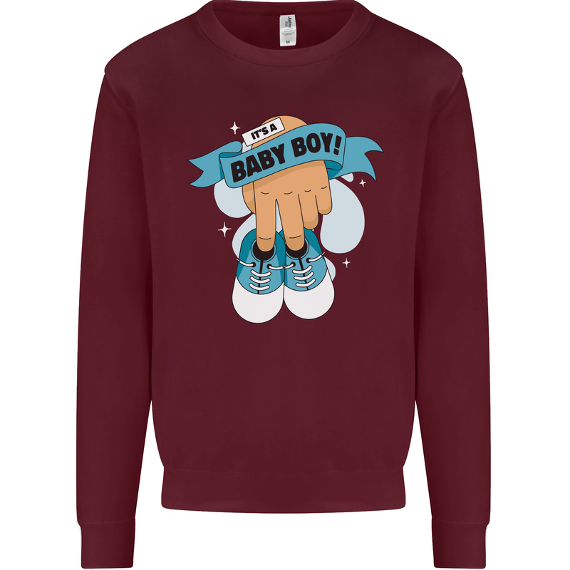 A Baby Boy Gender Reveal Christening Pregnancy Mens Sweatshirt Jumper Maroon