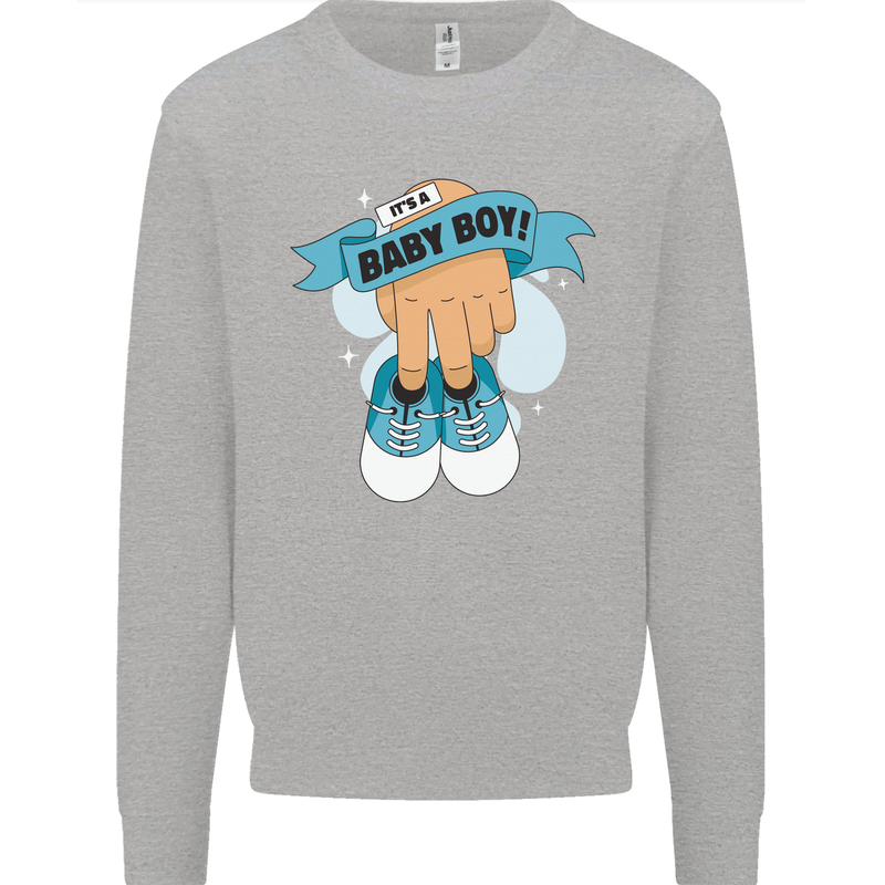 A Baby Boy Gender Reveal Christening Pregnancy Mens Sweatshirt Jumper Sports Grey
