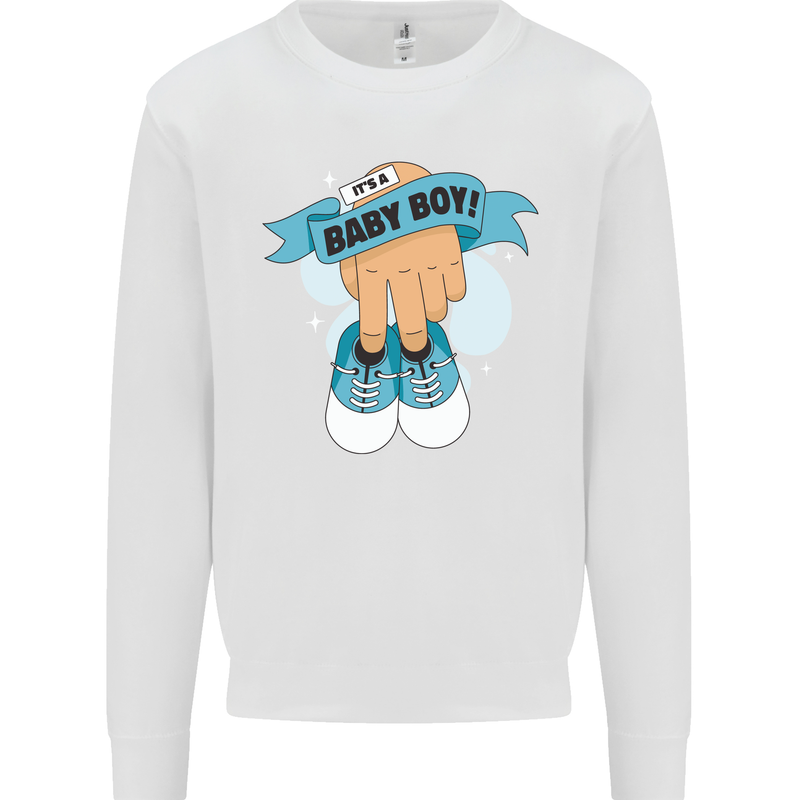 A Baby Boy Gender Reveal Christening Pregnancy Mens Sweatshirt Jumper White