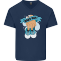 A Baby Boy Gender Reveal Christening Pregnancy Mens V-Neck Cotton T-Shirt Navy Blue
