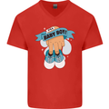 A Baby Boy Gender Reveal Christening Pregnancy Mens V-Neck Cotton T-Shirt Red