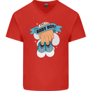 A Baby Boy Gender Reveal Christening Pregnancy Mens V-Neck Cotton T-Shirt Red