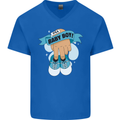 A Baby Boy Gender Reveal Christening Pregnancy Mens V-Neck Cotton T-Shirt Royal Blue