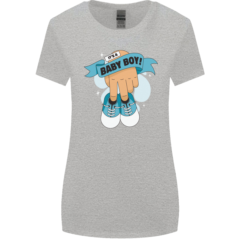 A Baby Boy Gender Reveal Christening Pregnancy Womens Wider Cut T-Shirt Sports Grey