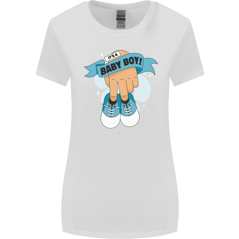 A Baby Boy Gender Reveal Christening Pregnancy Womens Wider Cut T-Shirt White