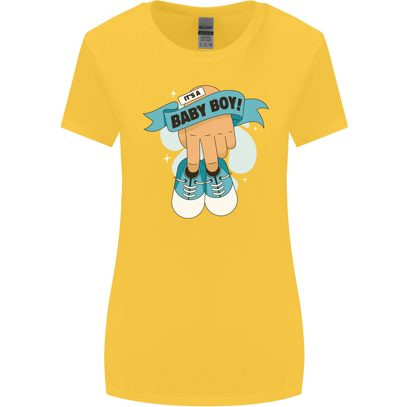 A Baby Boy Gender Reveal Christening Pregnancy Womens Wider Cut T-Shirt Yellow