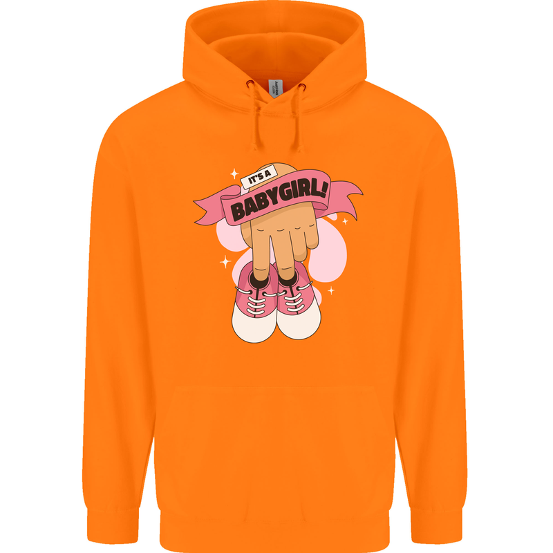 A Baby Girl Gender Reveal Christening Pregnancy Childrens Kids Hoodie Orange