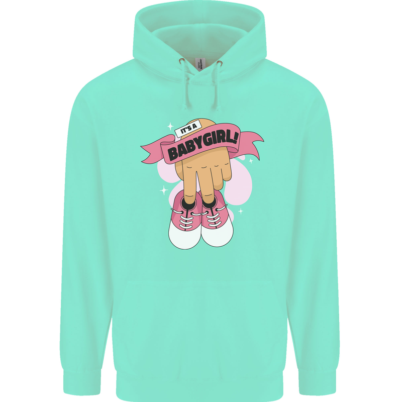 A Baby Girl Gender Reveal Christening Pregnancy Childrens Kids Hoodie Peppermint
