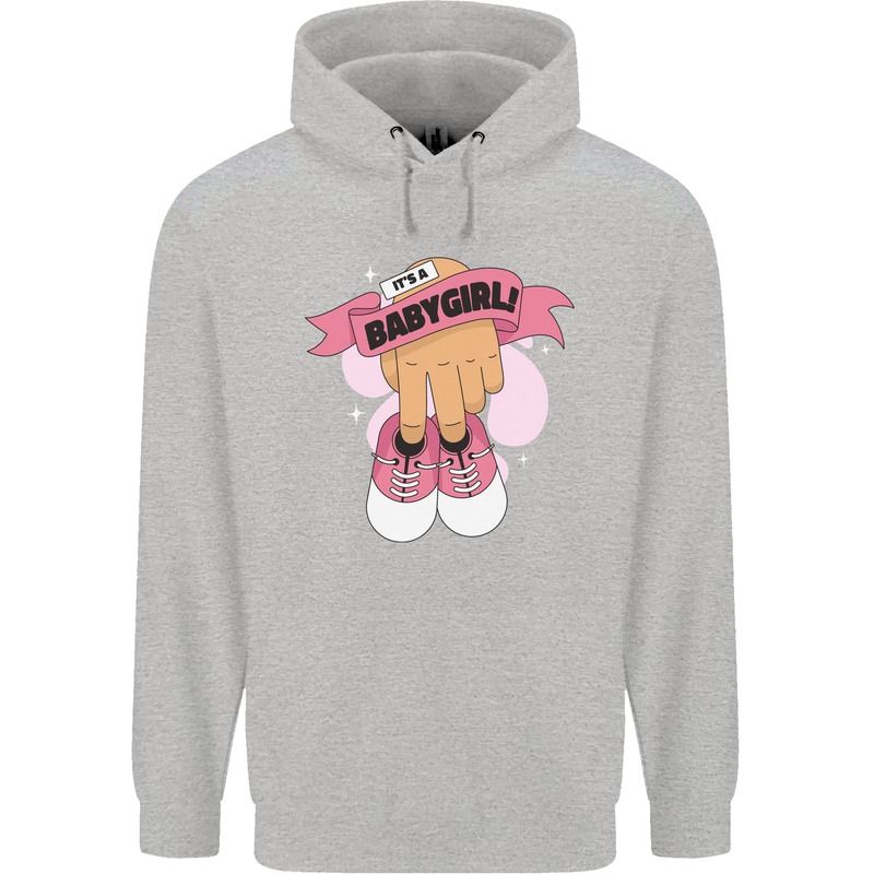 A Baby Girl Gender Reveal Christening Pregnancy Childrens Kids Hoodie Sports Grey