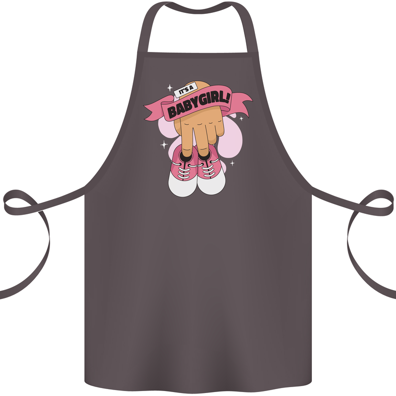 A Baby Girl Gender Reveal Christening Pregnancy Cotton Apron 100% Organic Dark Grey