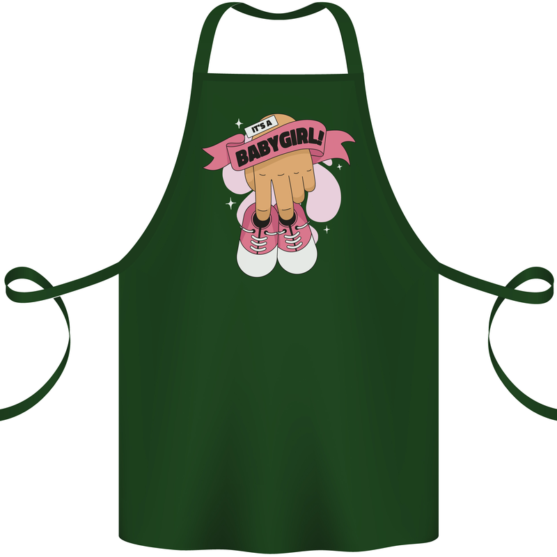 A Baby Girl Gender Reveal Christening Pregnancy Cotton Apron 100% Organic Forest Green