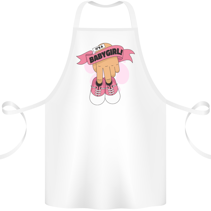 A Baby Girl Gender Reveal Christening Pregnancy Cotton Apron 100% Organic White