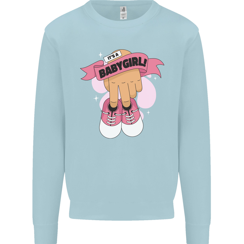 A Baby Girl Gender Reveal Christening Pregnancy Kids Sweatshirt Jumper Light Blue