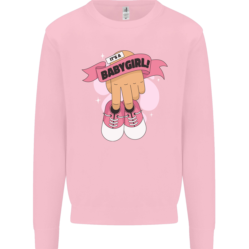 A Baby Girl Gender Reveal Christening Pregnancy Kids Sweatshirt Jumper Light Pink