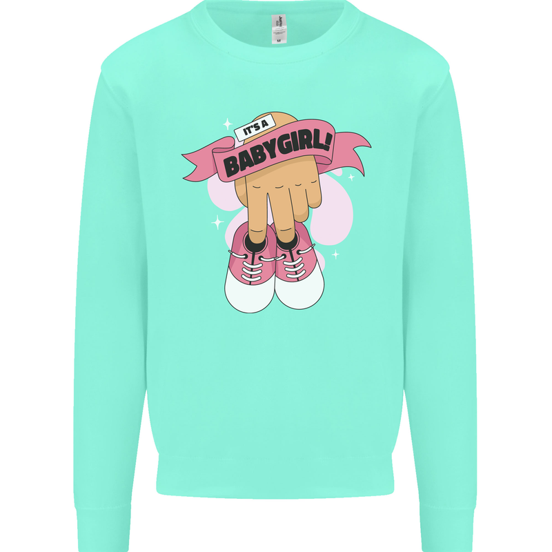 A Baby Girl Gender Reveal Christening Pregnancy Kids Sweatshirt Jumper Peppermint