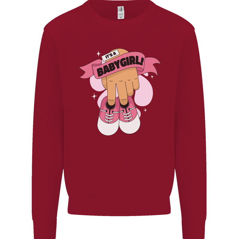 A Baby Girl Gender Reveal Christening Pregnancy Kids Sweatshirt Jumper Red