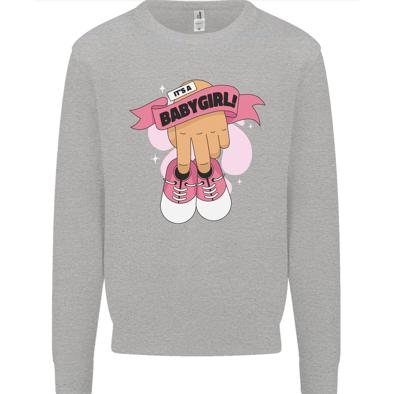 A Baby Girl Gender Reveal Christening Pregnancy Kids Sweatshirt Jumper Sports Grey