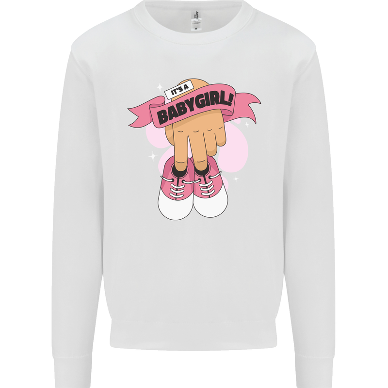 A Baby Girl Gender Reveal Christening Pregnancy Kids Sweatshirt Jumper White