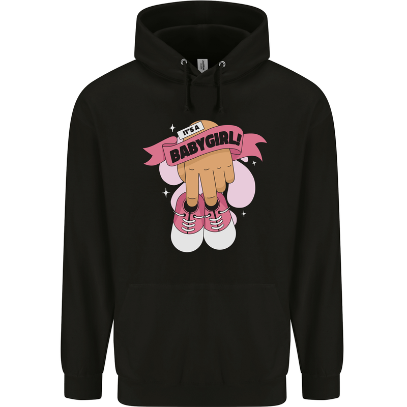 A Baby Girl Gender Reveal Christening Pregnancy Mens 80% Cotton Hoodie Black