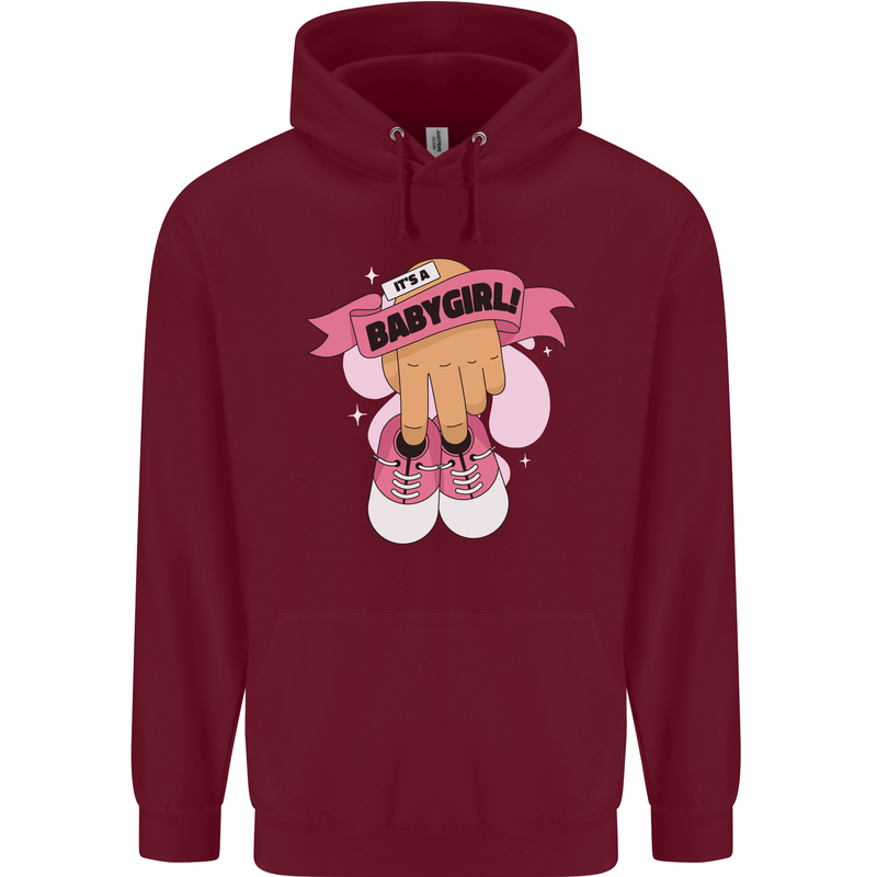 A Baby Girl Gender Reveal Christening Pregnancy Mens 80% Cotton Hoodie Maroon