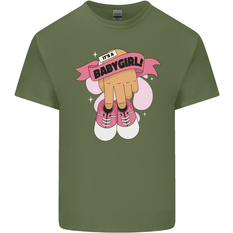 A Baby Girl Gender Reveal Christening Pregnancy Mens Cotton T-Shirt Tee Top Military Green