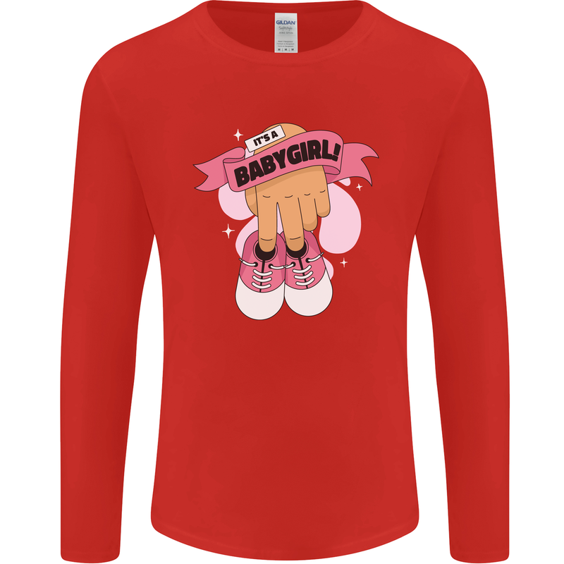 A Baby Girl Gender Reveal Christening Pregnancy Mens Long Sleeve T-Shirt Red