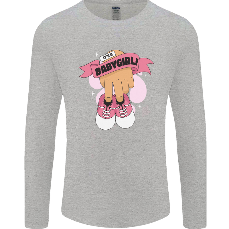 A Baby Girl Gender Reveal Christening Pregnancy Mens Long Sleeve T-Shirt Sports Grey