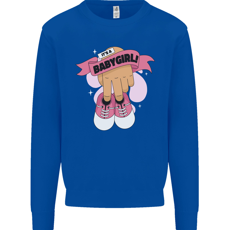 A Baby Girl Gender Reveal Christening Pregnancy Mens Sweatshirt Jumper Royal Blue